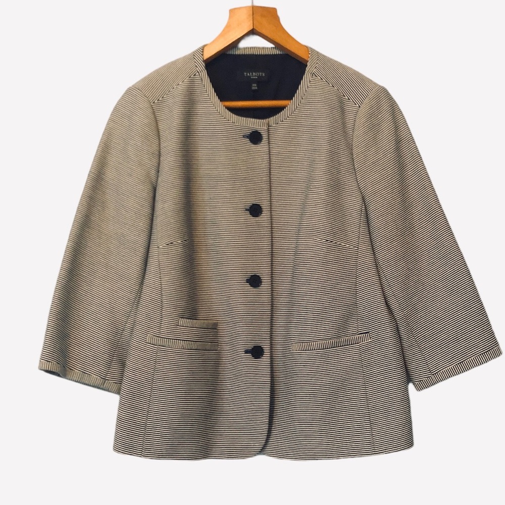 Talbots Navy Pinstripe Jacket Blazer - Picture 4 of 13